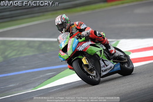 2010-05-08 Monza 0573 - La Roggia - Supersport - Free Practice - Katsuaki Fujiwara - Kawasaki ZX-6R